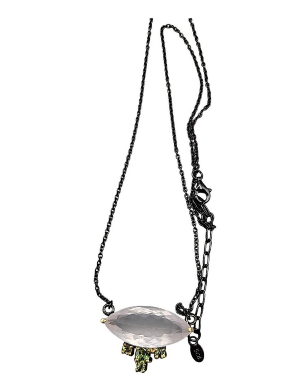 10ct Rose Quartz Peridot Sterling Silver Pendant Necklace 20" 925 Chain Stunning - Picture 13 of 16